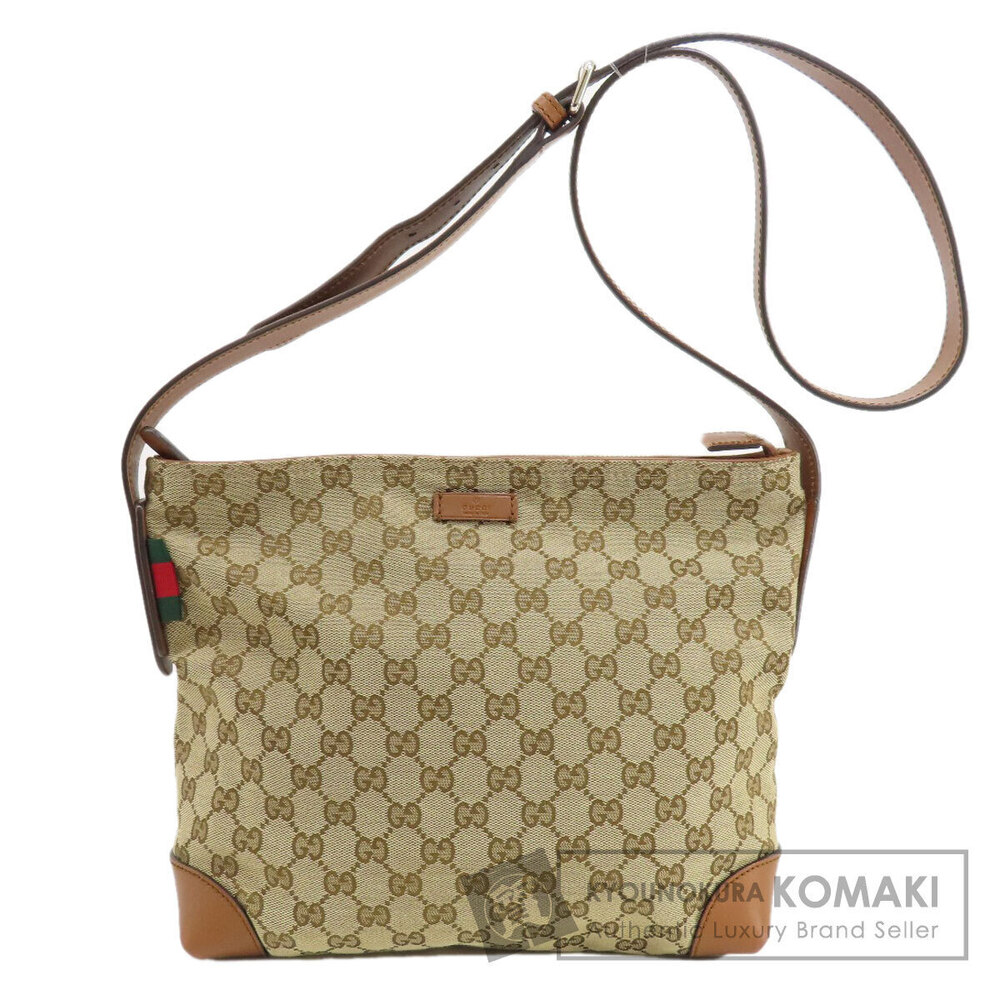 Gucci GG Canvas Web Sherry Line Shoulder Bag monogram canvas beige brown